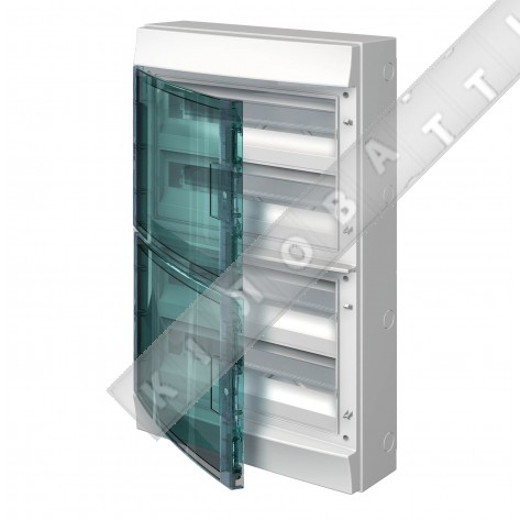  Шкаф электрический IP65 Mistral накладной 72 модуля, прозрачные двери, с винтовыми N/PE клеммами на 52 подключения 